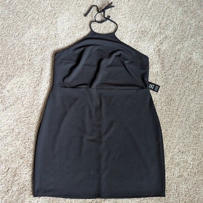 Express Dress Womens Sz XL Black Halter Mini Vacation Resort Beachy Coastal NWT