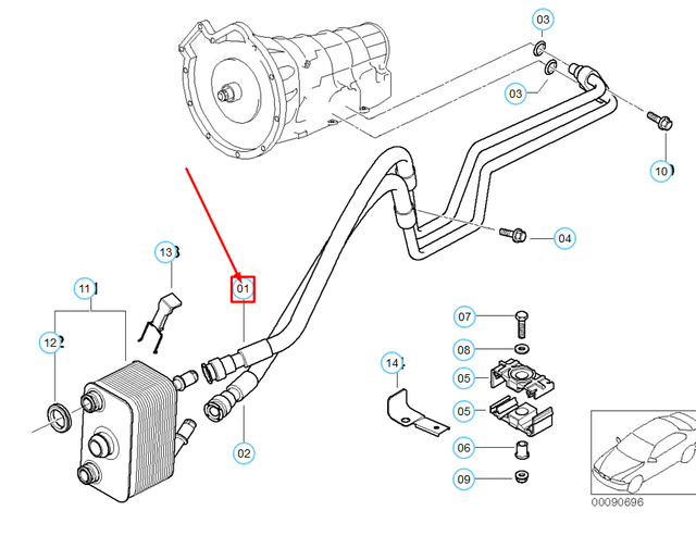 BMW X5 E53 Transmission Oil Cooler Flow Line 17227788268 NEW GENUINE eBay