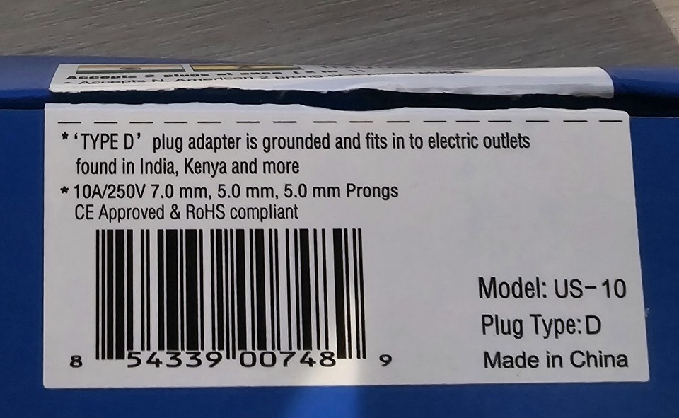 US to India, Ghana, Maldives, Pakistan Plug Adapter Dual USA Input 3