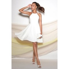 Lulus Women's Irresistible Charm White Halter Neck Fit Flare Midi Dress Small