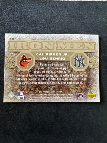 Upper Deck #IM36 2007 Cal Ripken Jr./Lou Gehrig Iron Men - Imagen 2 de 2