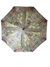 Claude Monet Japanese Footbridge Art Umbrella Full Size Curved Wood Handle VTG