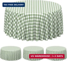 3 Pcs Sage Green Gingham Tablecloths 84 inch Checkered Round Tablecloths Dispo