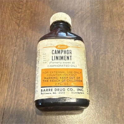 Barre Camphor Liniment (Formerly Camphor Oil) 2 fl oz Brown Medicine Bottle