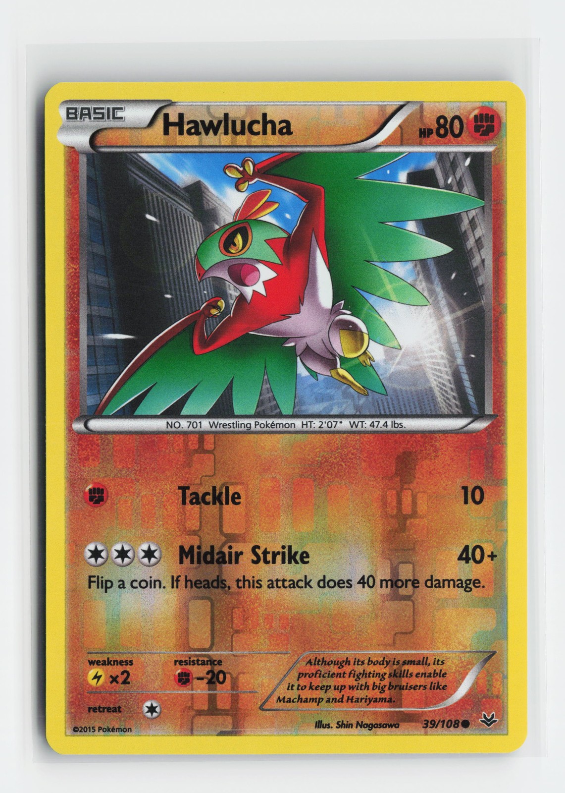 Hawlucha 39/108 Common XY - Roaring Skies Reverse Holofoil Pokemon NM