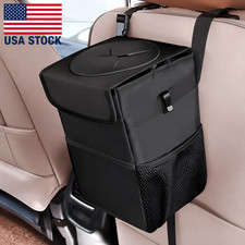 Portable Car Trash Can Garbage Bin Bag Organizer For Vehicles Waterproof Black F