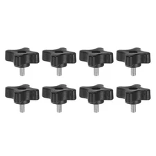 8pcs Star Knobs M5 x 10mm Metric Threaded Stud 32mm 4-Point Head Clamping Screws