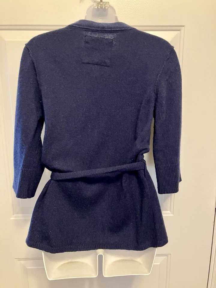 Cárdigan suéter para mujer Heritage 1981 talla pequeña azul marino mezcla de lana con angora Foto 3 de 4