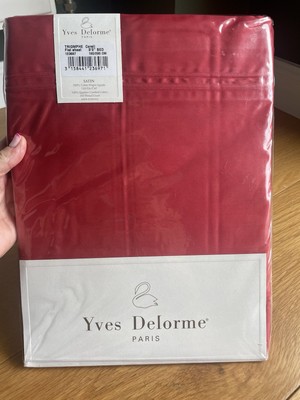 YVES DELORME Triomphe Koralle rot flach Satin Blatt 180 x 290 cm
