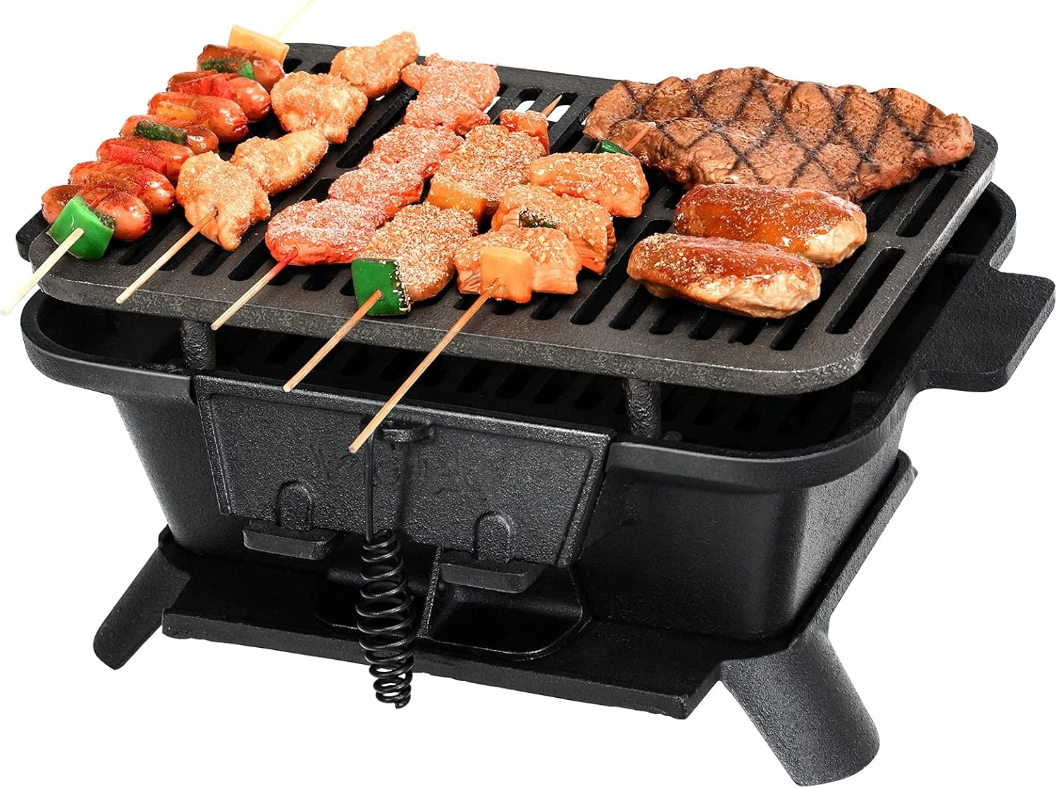 Compact Charcoal Grill & Smoker - Cast Iron Hibachi for Outdoor BBQ Fun