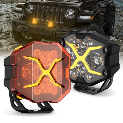 X Series Off Road Driving Light with Yellow DRL Super Bright Pod Lights NOVSIGHT