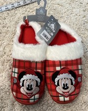Disney Parks Santa Mickey Mouse Christmas Fur Lined Slippers - M7/W9 2025