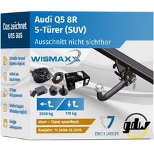 ANHÄNGERKUPPLUNG für Audi Q5 8R 8R 08-16 starr GDW +13pol E-Satz Erich J