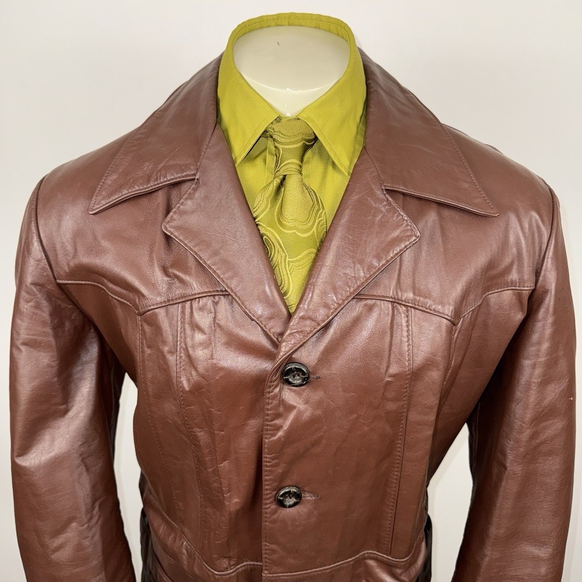 ジャケット・アウター 70s archive nappa leather jacket vintage Vintage 70s Leather Trench Coat Jacket Disco Mod Pimp Donnie