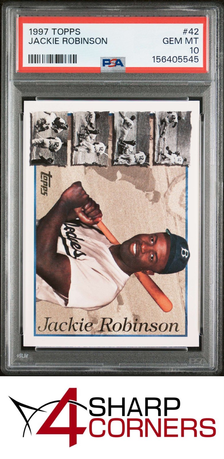 1997 TOPPS #42 JACKIE ROBINSON DODGERS HOF PSA 10