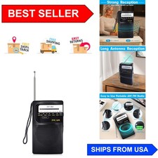 Pocket-Sized AM/FM Radio with Analog Tuning for Outdoors Indoor Listening