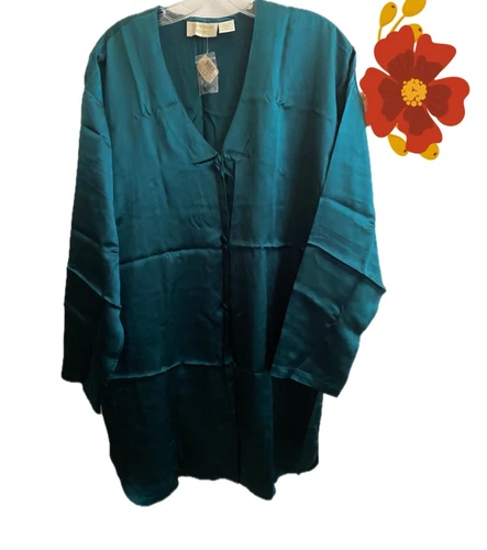 UNDERCOVER Camicia da notte Victoria’s Secret nuova con etichetta seta vintage abito bottoni lingerie verde M L