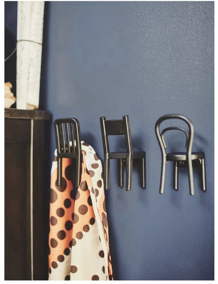 Ikea Fjantig 3 Pack Hangers Key Holder Organizer Deco Chair Wall Hooks Black NEW - Image 4 of 4