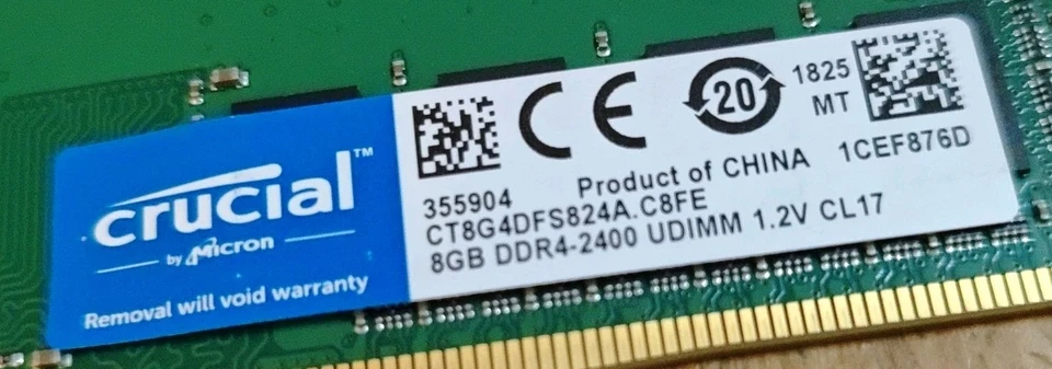CRUCIAL 8GB DDR4 PC4-19200 2400 DIMM DESKTOP MEMORY RAM CT8G4DFS824A TESTED 100% - Image 3 of 3