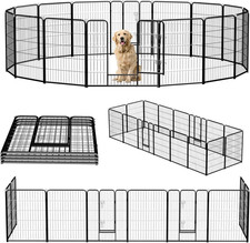 Dog Playpen 16 Panels 40" Height Foldable Heavy Duty Metal Dog Exercise Playpen