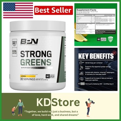 BPN Strong Greens Lemon Superfood Powder   30 Servings for Vitality & Gut Health