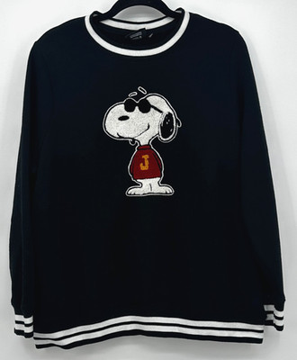 Peanuts Joe Cool Snoopy Embroidered Sherpa Patch Pullover Crewneck Size 1X