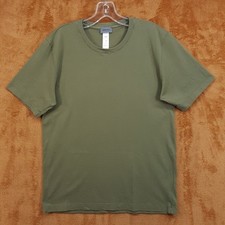 HANRO Shirt Mens Medium Green Pullover Crew Short Sleeve 100% Cotton