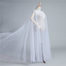 White Ivory Lace Bridal Cape Sheer Wedding Dress Coverup High-low Wedding Shawl