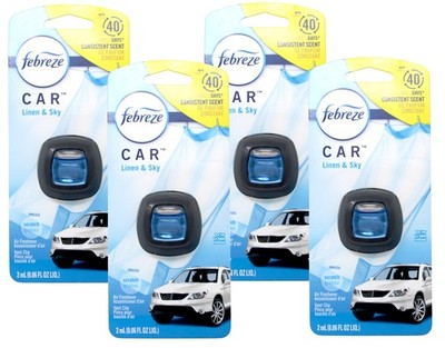 Febreze Car Vent Clip Air Freshener, Linen & Sky 1 ea (Pack of 4)