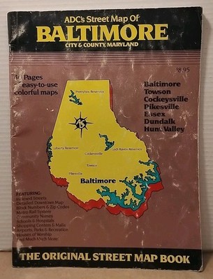 ADC Street Map of BALTIMORE City & County MD 1991 Full Color Paperback