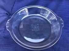 PYREX Pie Plate #207 Clear Glass 18cm w/Scalloped Handles Corning NY USA 7”