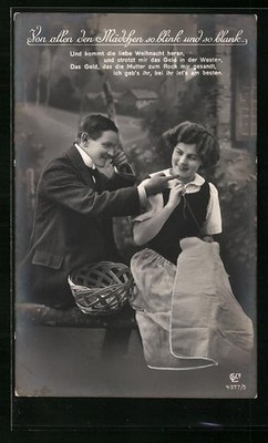 Photo Postcard GL Co: Of all the girls so blink and so blank, young man teases s 