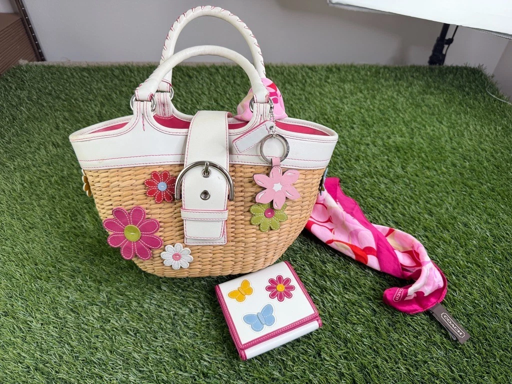 Coach Floral Bags & for Straw Exterior Women for sale | eBay