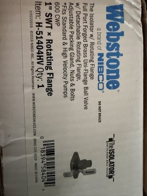 Webstone H-51404HV 1'' SWT Rot Flange Isolator Brass Ball Valve
