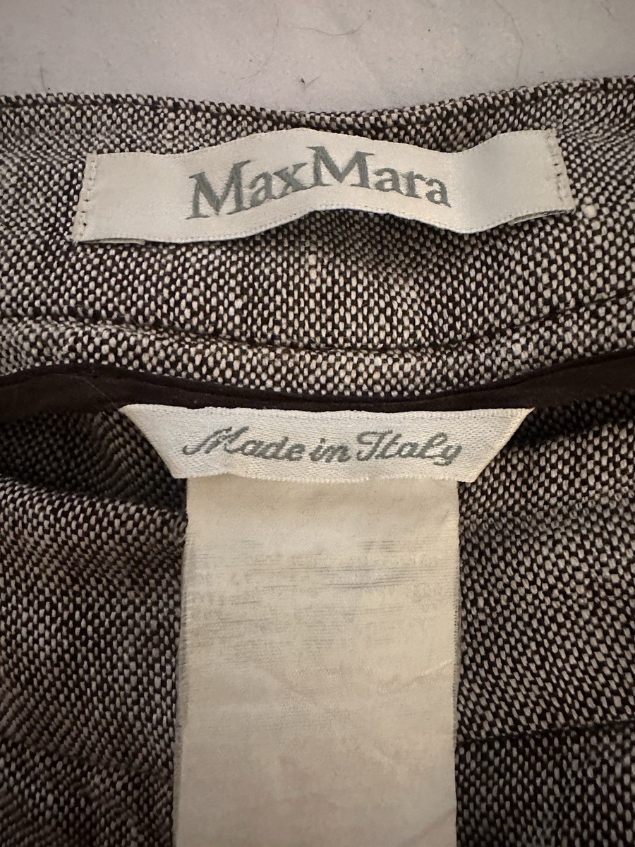 Max Mara men’s Brown Linen Straight Pants Flat Front Button Zip Solid View 6