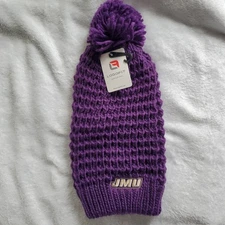 NWT JMU DUKES Winter Hat Pom Pom Knit Long LogoFit Beanie