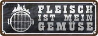 Blechschild 10X27 Cm Grill Fleisch Ist Mein GemüSe Essen Trinken Deko Geschenk M