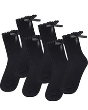 6 Pairs Women Breathable Cotton Socks with Bow Ruffle Crew Soft Ankle Thin Cu...