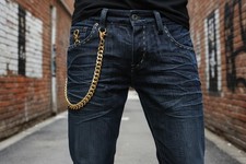 Men Gold Metal Wallet Thick Chain KeyChain Biker Side Strand Jeans Trucker 25"