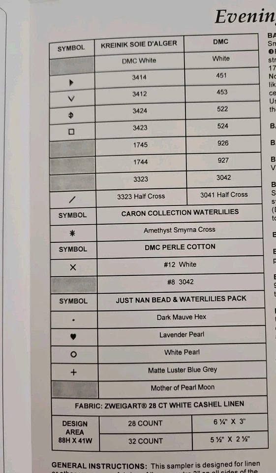 Just Nan EVENING STAR Class Project Series Cross Stitch Pattern Only JNCPS02 - Image 3 of 4