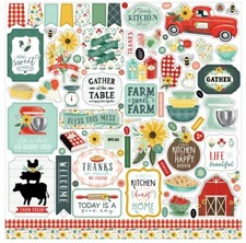 (1) Hoja 12x12 Papel Carta Bella SUNFLOWER MARKET Álbum de Recortes Elemento Pegatinas