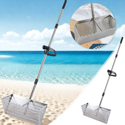 Sand Flea Rake Stainless Steel Beach Sand Tooth Wide Detachable Long Handle 