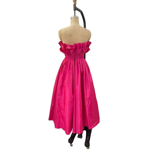 VICTOR COSTA Dress Magenta Strapless Party Gown Sz 4 Neiman Marcus Vtg Taffeta - Picture 6 of 11
