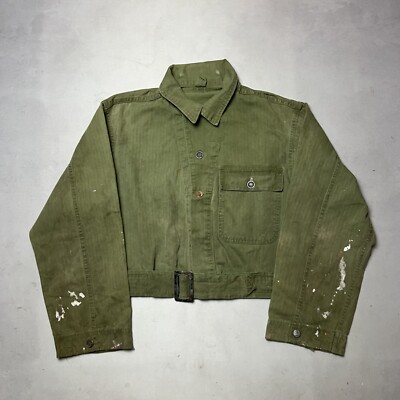 Vintage 13 Star WWII HBT custom Cropped Military Jacket size 42