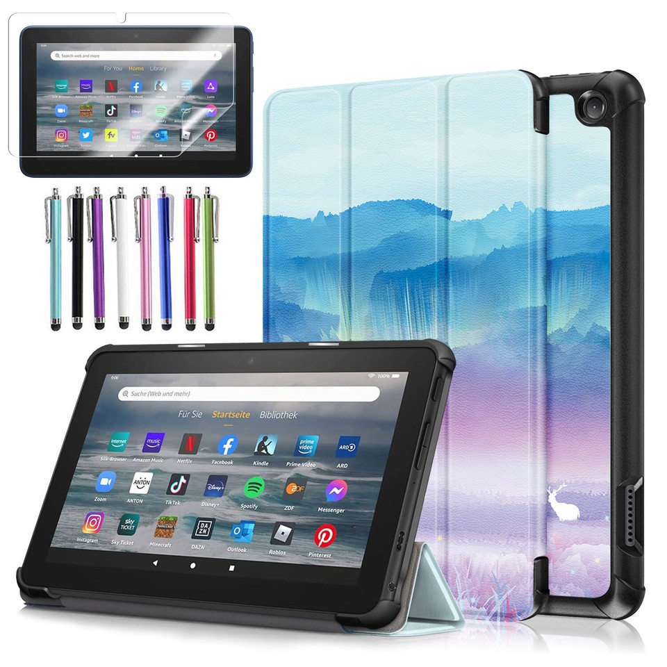 Custodia Amazon Fire Con Penna Custodia In Pelle Con Supporto Per Tablet Amazon Fire 7/8/10 (fino Al 2024) Penna Stylus Cover Pelle Sintetica Tablet - Foto 7