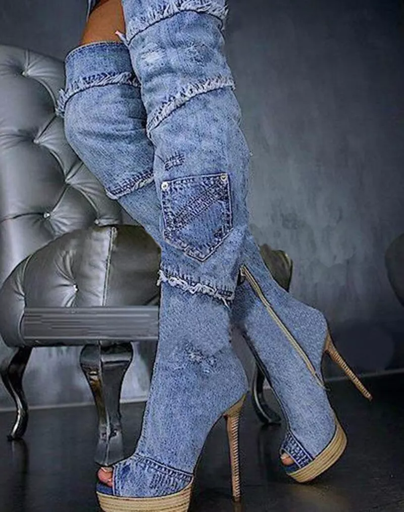 Premium Photo | Fashion girl in high heel shoes and denim jeans. isolated  on a white background.