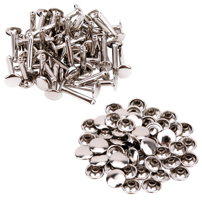Extra lange Doppelkappe Messing Nieten Rundkopf Leder Gürteltasche Punk Spike Nieten