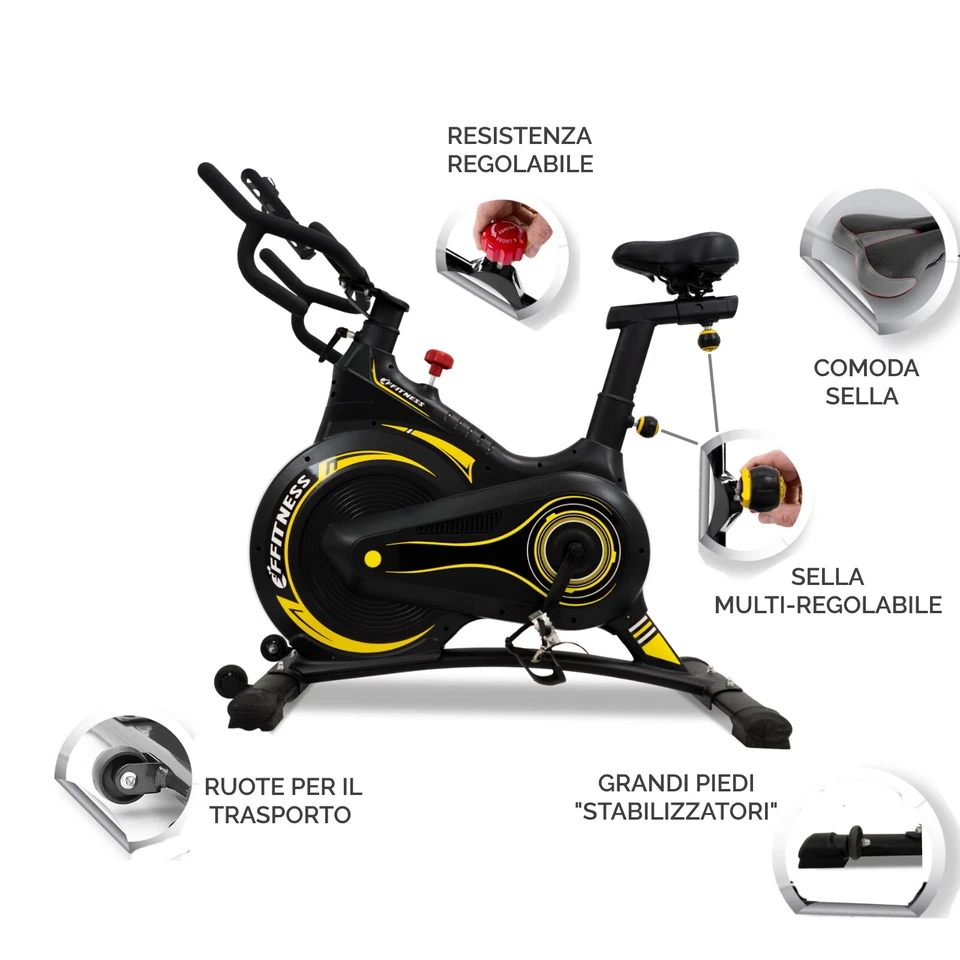 INDOOR BIKE CYCLETTE PROFESSIONALE CASA PALESTRA CARDIO CYCLING VOLANO DA 13KG - Immagine 2 di 4