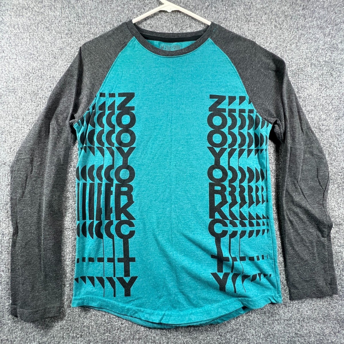Zoo York Unbreakable Teal Black Long Sleeve Pullover Mens Size 