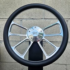 14 Billet 4 Spoke Steering Wheel W Black Vinyl Wrap And Gmc Retro Horn